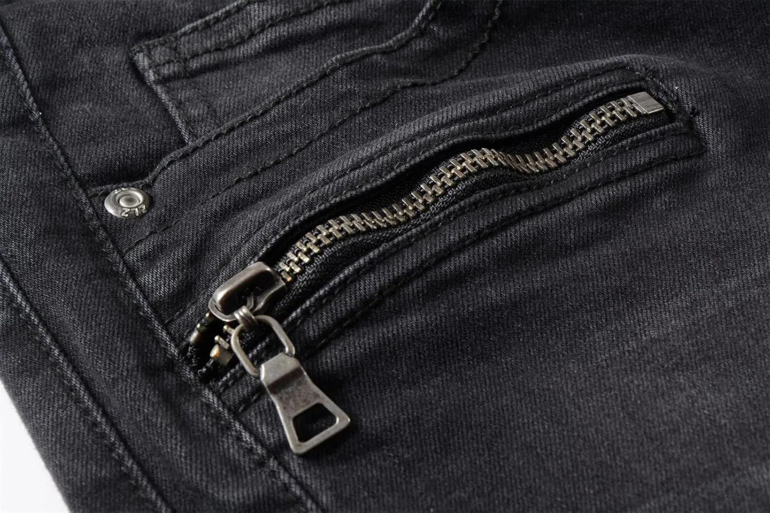 ZLZ Black Biker Jeans for Men, Slim Fit, Comfy Stretch Ripped Distressed Biker Pants, Designer Jeans