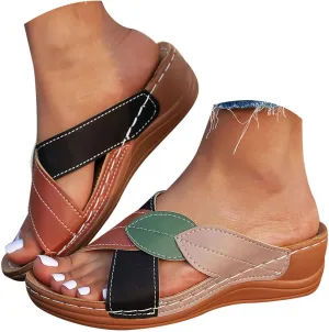 ZSpzx Women's Slide Sandals,Women Arch Support Slides Orthotic Walking Sandals Orthopedic Womens Comfortable Lightweight Wedge Slip On Casual Flip Flops Straps Slip-On Plantar Fasciitis Bunion Sandal